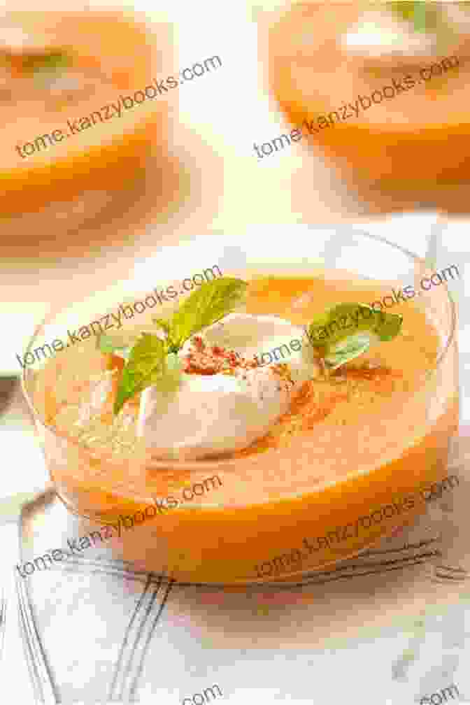 A Bowl Of Chilled Cucumber Melon Gazpacho, Topped With Fresh Basil Easy Melon Cookbook: 50 Delicious Melon Recipes For Drinks Smoothies Salsas Desserts And Soups