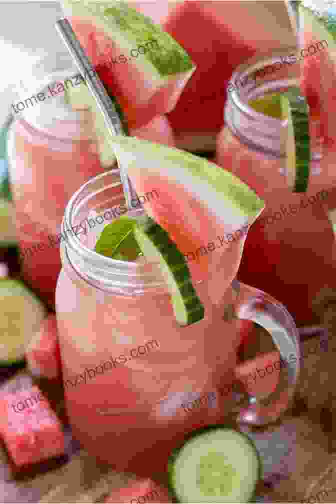 A Refreshing Glass Of Melon Cucumber Water, Garnished With Slices Of Melon Easy Melon Cookbook: 50 Delicious Melon Recipes For Drinks Smoothies Salsas Desserts And Soups