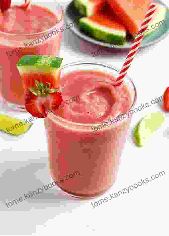 A Vibrant Green Melon Smoothie, Topped With Fresh Fruit Easy Melon Cookbook: 50 Delicious Melon Recipes For Drinks Smoothies Salsas Desserts And Soups